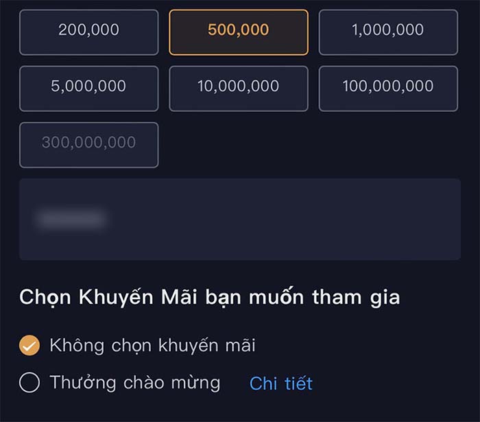 Nạp tiền vào tài khoản K8